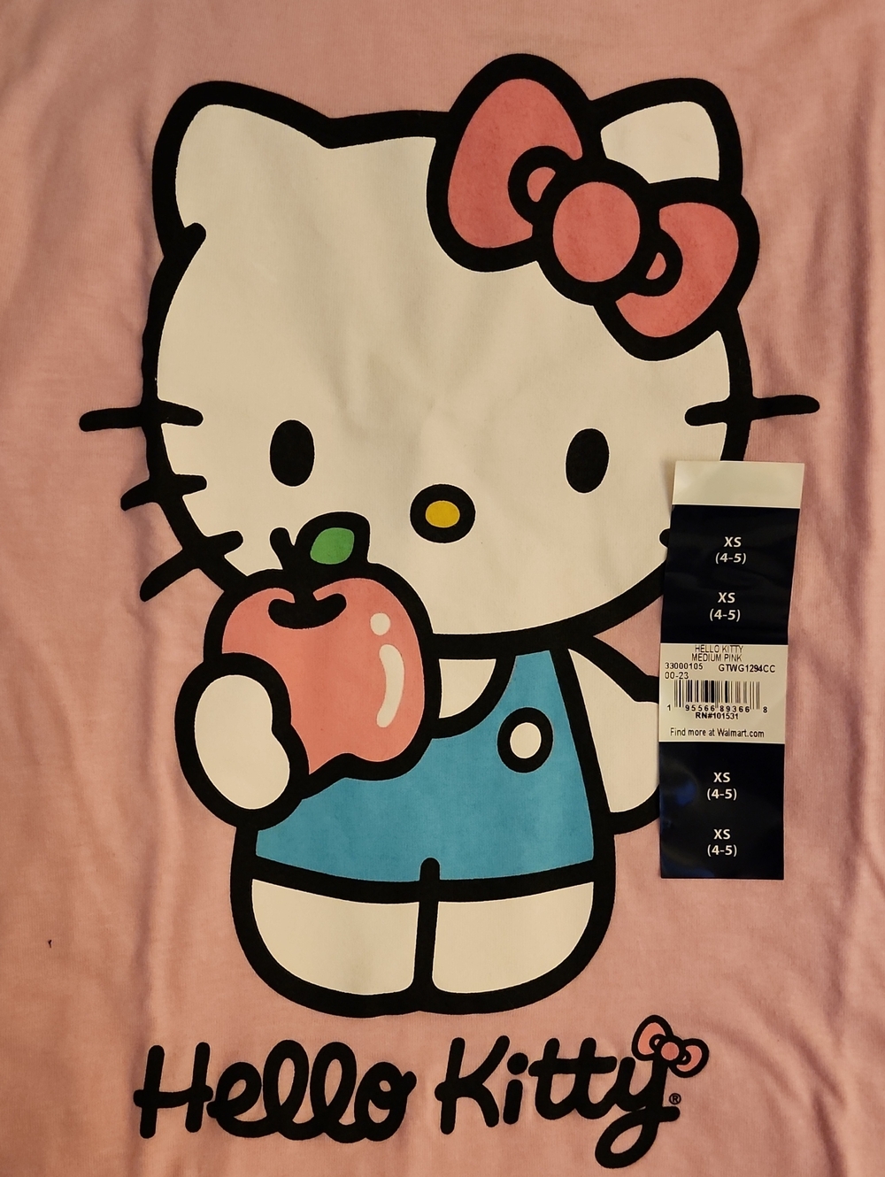 Nwt SZ XS (4/5) Hello Kitty Pink Tee with Blue Overalls and Pink Bow